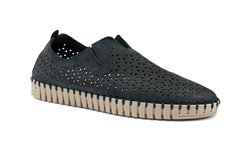 Slip-on in nabuk laserato Blu